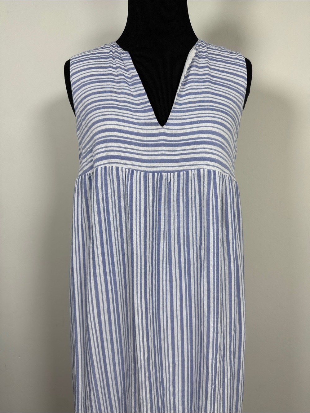 GREYLIN Sleeveless Blue and White Striped V-Neck Maxi Dress XS - Picture 2 of 8